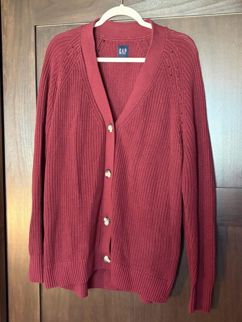GAP Women's Deep Burgundy Button Cardigan